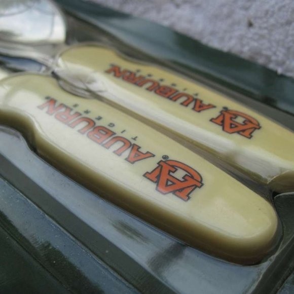 2 Sets Alabama Auburn Tigers Toddler Fork & Spoon Official Collegiate Baby Ware - Picture 1 of 10